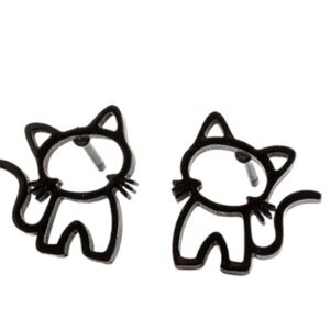Small Black Cat Earrings